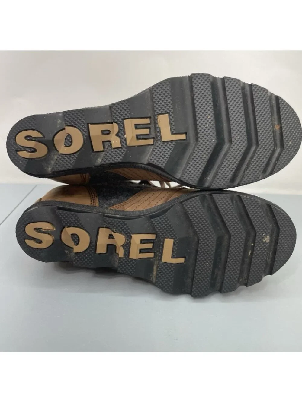 Sorel Lexie Ankle Wedge Boots Waterproof Distressed Felt Leather Brown Women 8.5